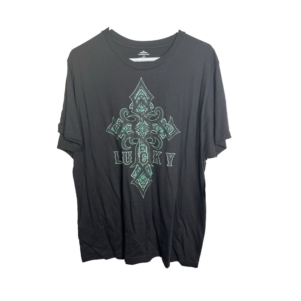 celebrate st patricks day mens black short sleeve shirt size large 42 44